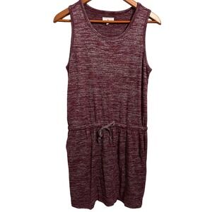 Lou‎ & Grey Sleeveless Dress Drawstring Waist Heathered Maroon Women's Size Med